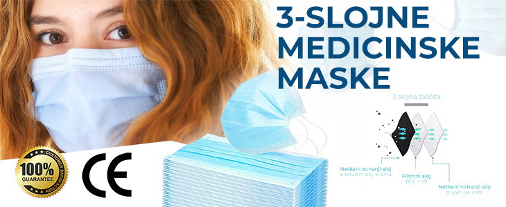 Komplet 50 kosov troslojnih mask s CE certifikatom - Kuponko.si