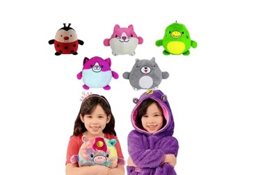 KidsHoodie, 3v1 plišasta igrača, vzglavnik in pulover