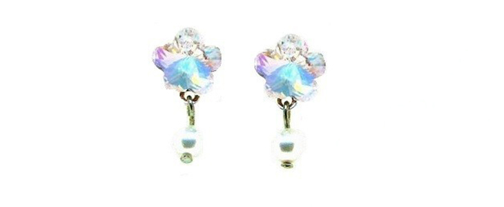 Unikatni uhani White Flower s Swarovski kristalom - Kuponko.si