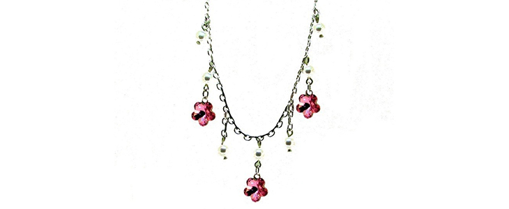 Unikatni verižica Pink  Flower s Swarovski kristalom - Kuponko.si