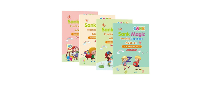Komplet 4 delovnih zvezkov za učenje pisanja, magicbook - Kuponko.si