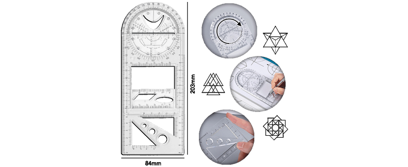 Večnamensko geometrijsko ravnilo, risanje - Kuponko.si