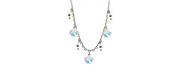 Unikatni verižica White Flower s Swarovski kristalom - Kuponko.si