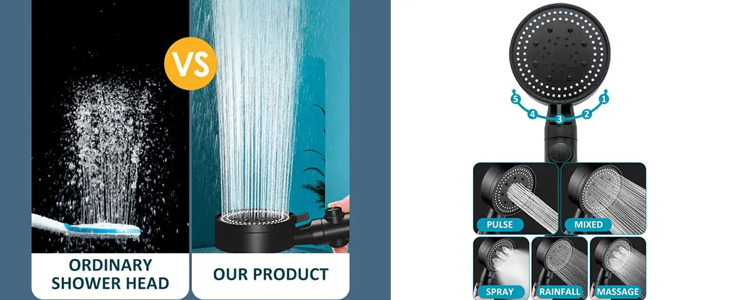 Tuš ročka PressureShower, set, 5 načinov prhanja - Kuponko.si