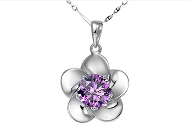 Prestižna srebrna verižica Purple Flower