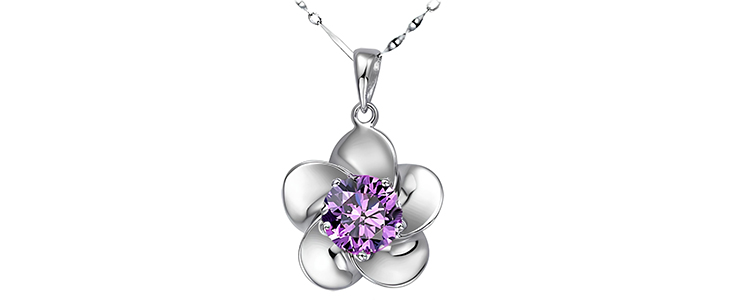 Prestižna srebrna verižica Purple Flower - Kuponko.si