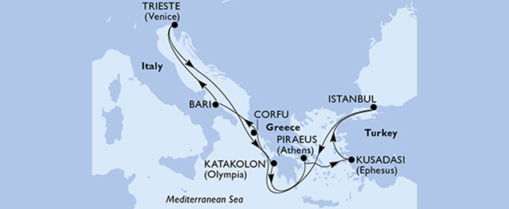 Križarjenje z MSC Splendida Grčija-Turčija-Italija - Kuponko.si
