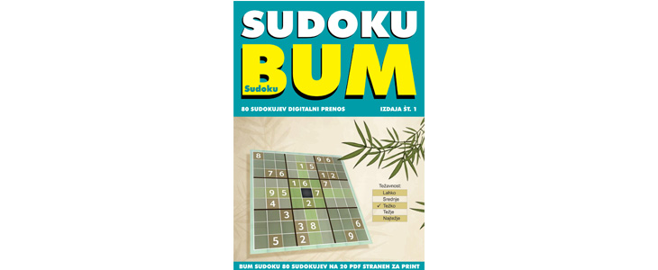 BUM SUDOKU 1. izdaja, komplet 80 sudokujev - Kuponko.si