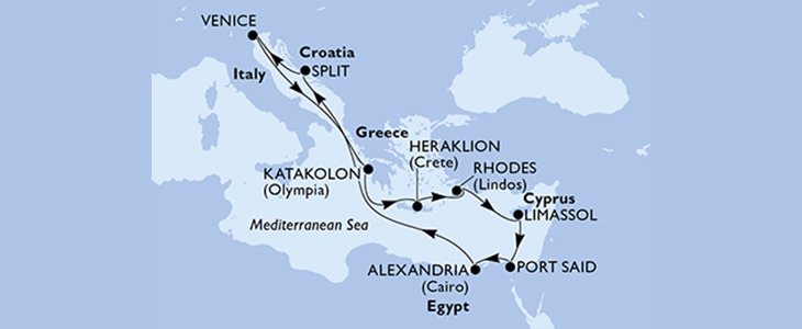 Križarjenje z MSC Lirica Italija-Grčija-Ciper-Egipt - Kuponko.si