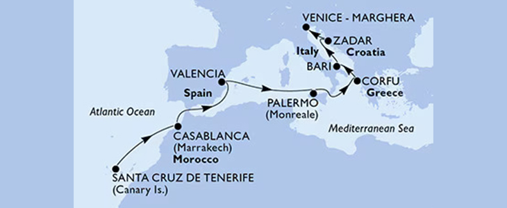 MSC Opera Španija-Maroko-Italija-Grčija-Hrvaška - Kuponko.si