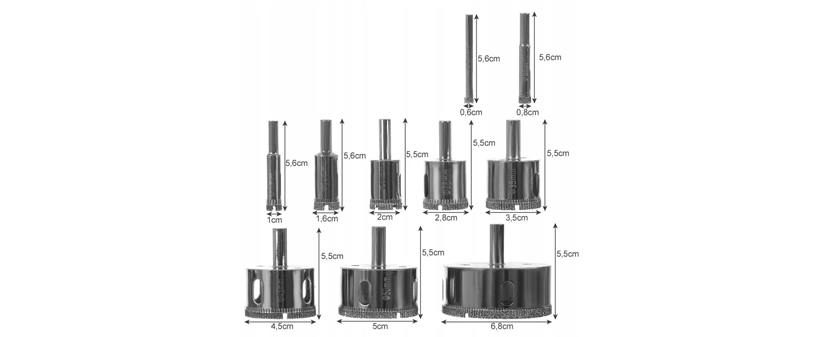 Set 10 diamantnih kronskih žag za trdo keramiko gres - Kuponko.si
