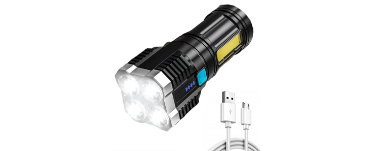Večnamenska LED ročna svetilka z akumulatorjem, kabel - Kuponko.si