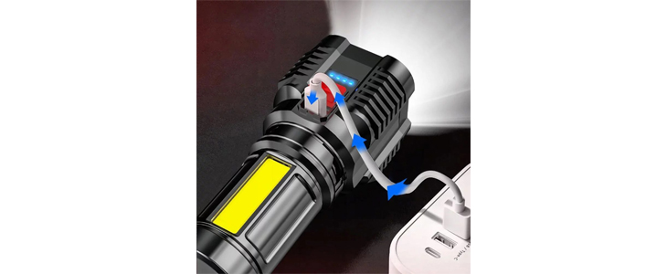 Večnamenska LED ročna svetilka z akumulatorjem, kabel - Kuponko.si