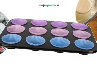 Teflonski pekač in 12 silikonskih modelov za mafine