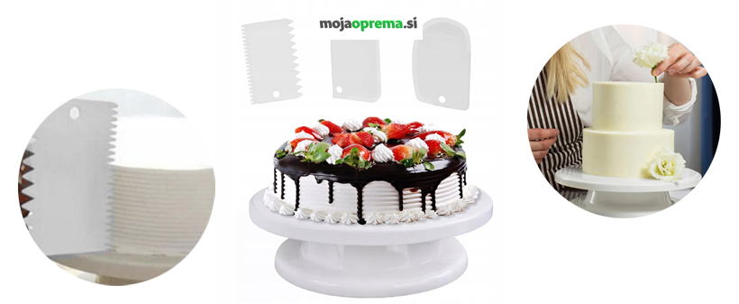 Vrtljivi krožnik za torte in 3 lopatke za dekoracijo - Kuponko.si