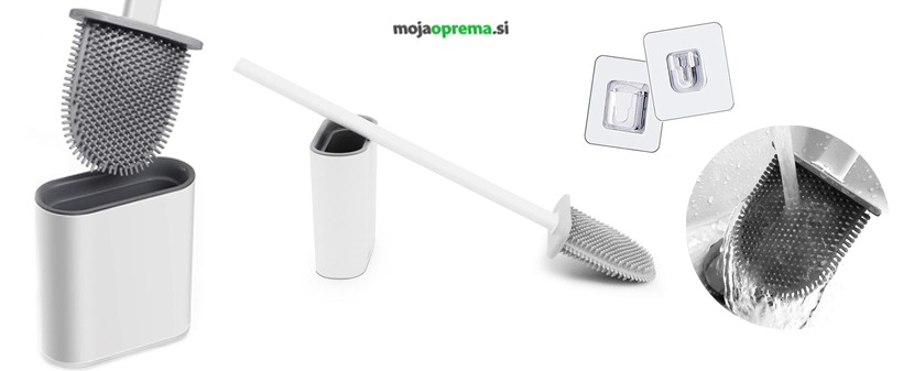 Silikonska WC ščetka + 2 samolepilna nosilca - Kuponko.si