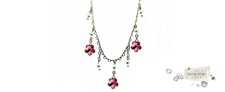 Unikatni verižica Pink  Flower s Swarovski kristalom - Kuponko.si Unikatni verižica Pink  Flower s Swarovski kristalom - Kuponko.si