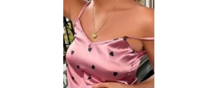 Amaze dolga pižama Sleppy, roza in črni srčki - Kuponko.si