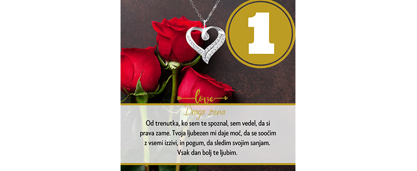 Valentinovo verižica z obeskom srca s posvetilom - Kuponko.si