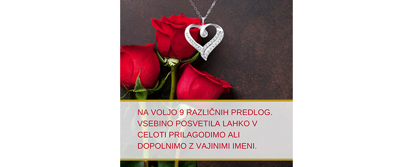 Valentinovo verižica z obeskom srca s posvetilom - Kuponko.si