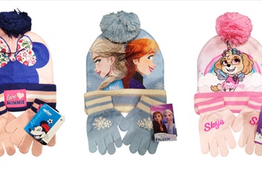 Otroški zimski set. kapa in rokavice, risani junaki