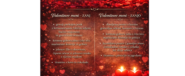 Restavracija Stari Grad Kamnik: valentinova večerja  - Kuponko.si