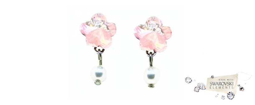 Unikatni uhani Pink Flower s Swarovski kristalom! - Kuponko.si