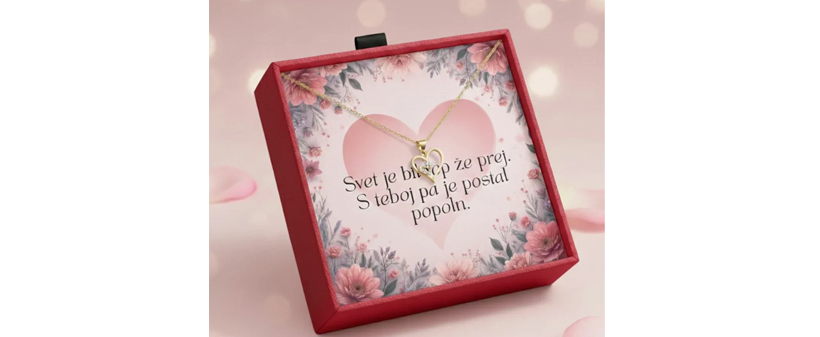 Darilni set s skodelico in srebrno pozlačeno verižico - Kuponko.si