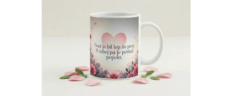 Darilni set s skodelico in srebrno pozlačeno verižico - Kuponko.si