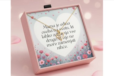 darilni set s srebrno verižico in posvetilom