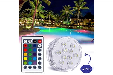 Poollights LED vodoodporne lučke – 4 kosi z daljincem!