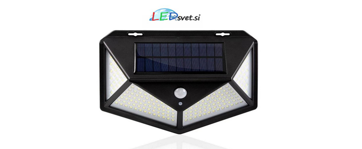 100 LED SMD solarna stenska svetilka s PIR senzorjem - Kuponko.si