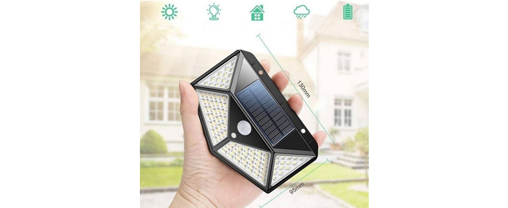 100 LED SMD solarna stenska svetilka s PIR senzorjem - Kuponko.si
