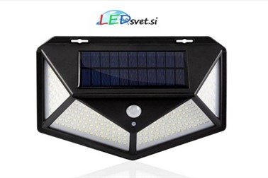 100 LED SMD solarna stenska svetilka s PIR senzorjem